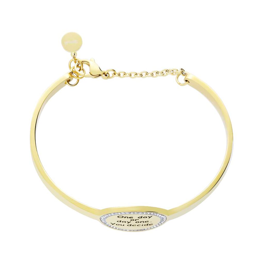 Bangle One day or day one. You decide. in acciaio dorato e strass - Bracciali Donna | Stroili