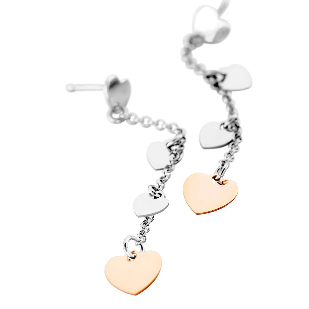 Orecchini Pendenti Silver Collection Argento Bicolore Bianco / Rosa