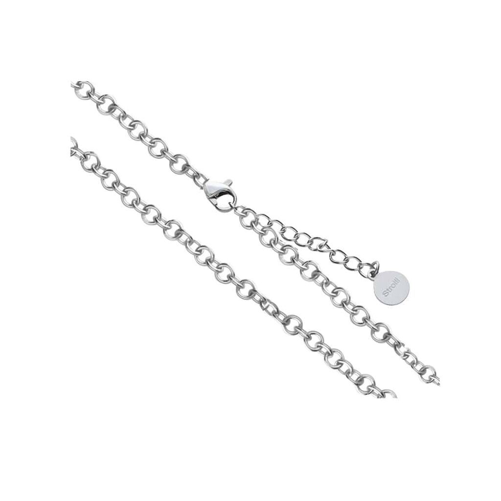 Bracciale in acciaio silver con fiore e strass