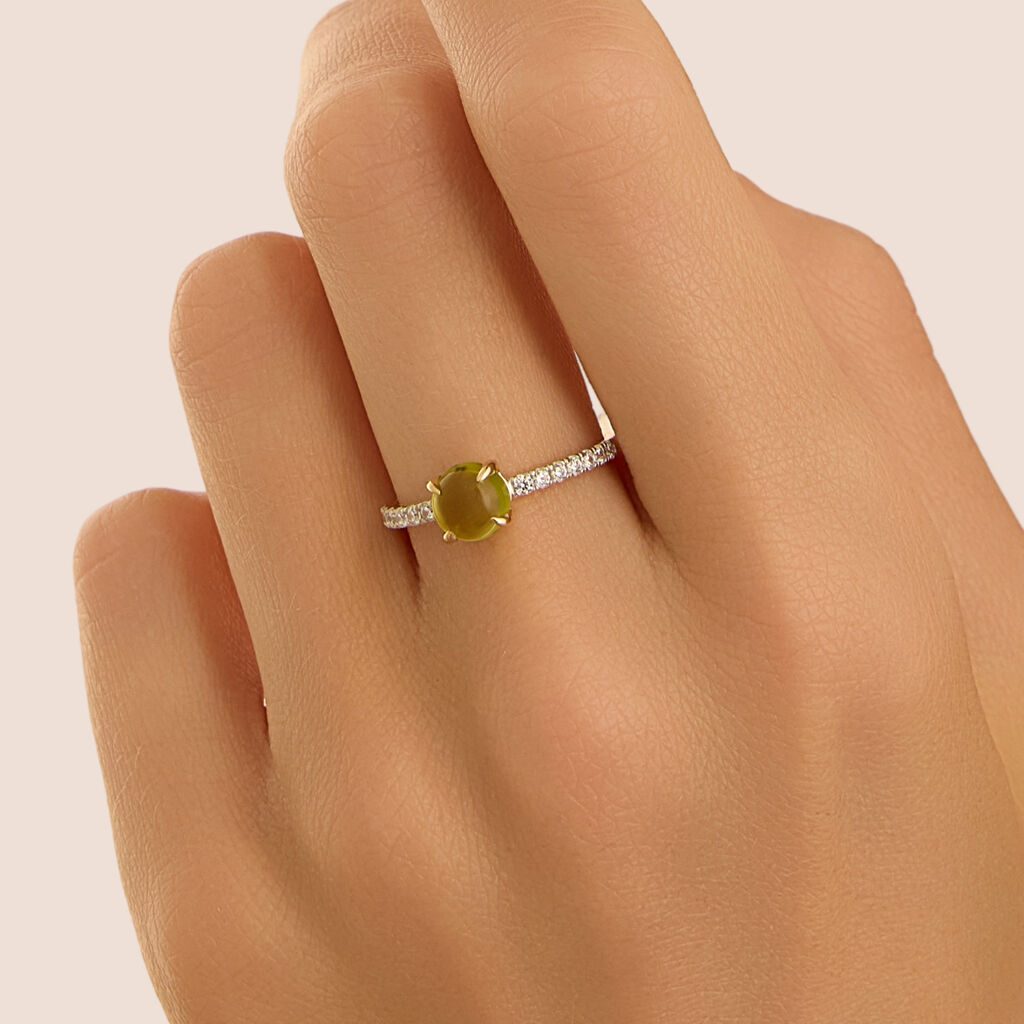Anello Solitario Amélie Oro Giallo Peridoto Cubic Zirconia
