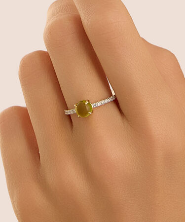 Anello Solitario Am&eacute;lie Oro Giallo Peridoto Cubic Zirconia