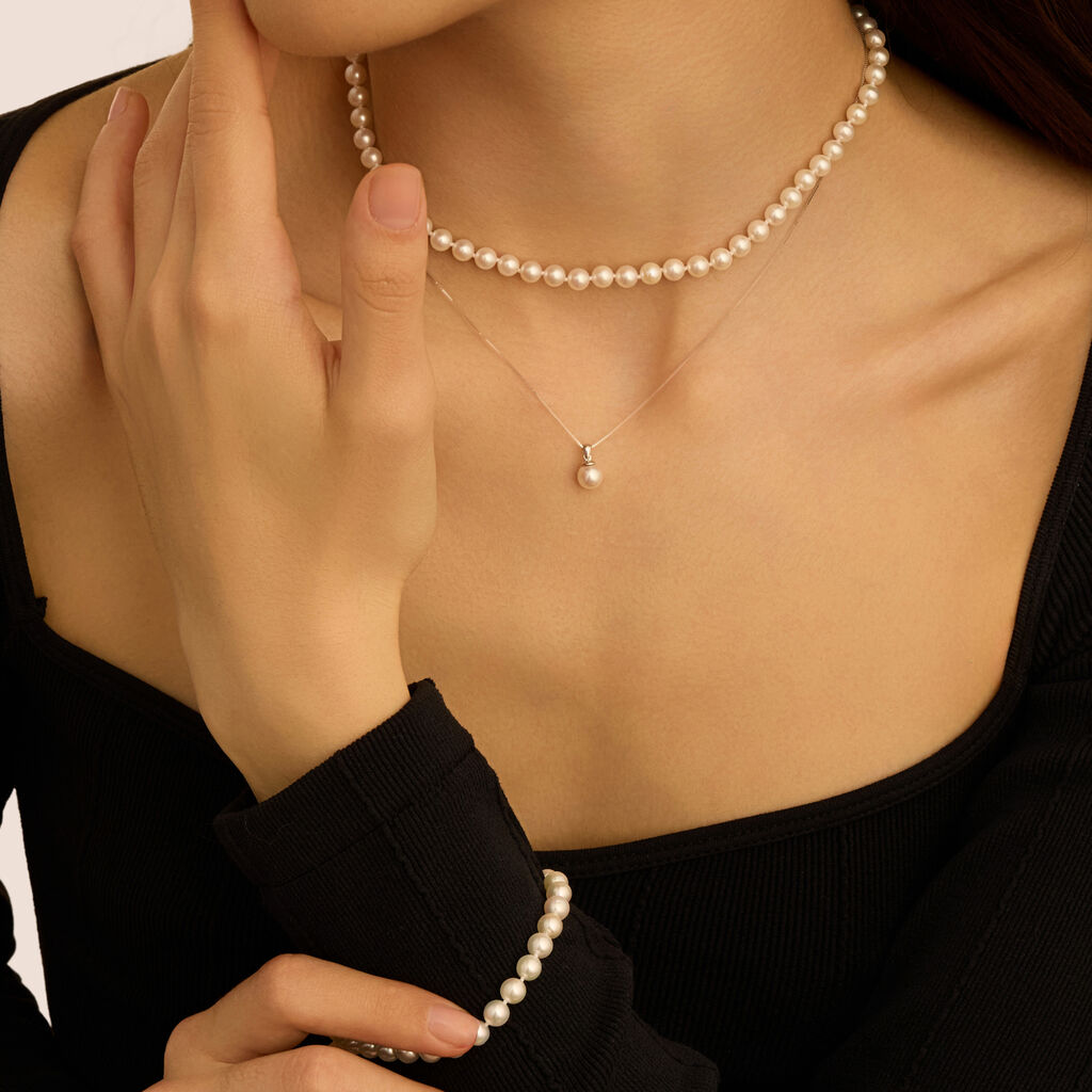 Collana Gabrielle Oro Bianco Perla Akoya