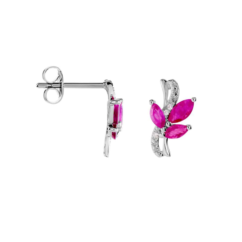 Orecchini Lobo Charlotte Oro Bianco Rubino Diamante - Orecchini a Lobo Donna | Stroili