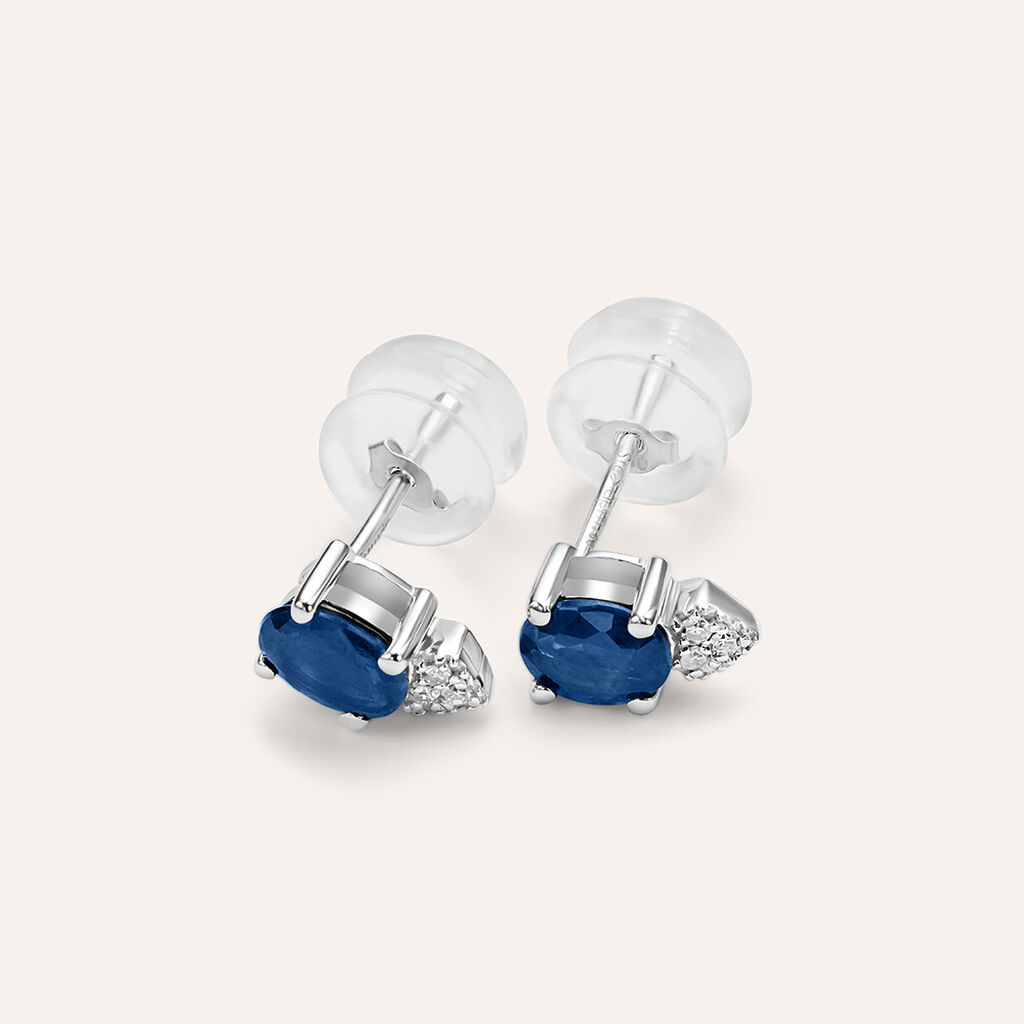 Orecchini Lobo Punto Luce Elizabeth Crown Oro Bianco Zaffiro Diamante - Orecchini a Lobo Donna | Stroili