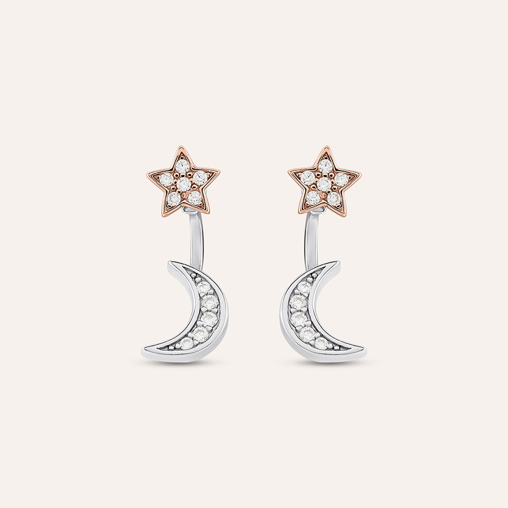 Orecchini Lobo Silver Moments Argento Bicolore Bianco / Rosa Cubic Zirconia