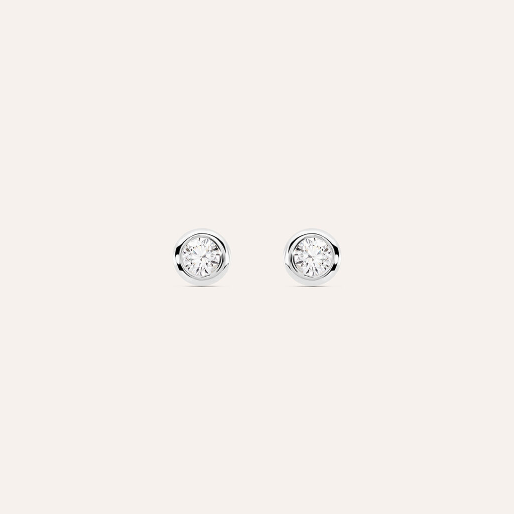 Orecchini lobo punto luce in oro bianco e brillante 0.06 ct - Orecchini Pendenti Donna | Stroili