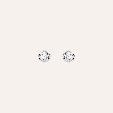 Orecchini lobo punto luce in oro bianco e brillante 0.06 ct - Orecchini Pendenti Donna | Stroili