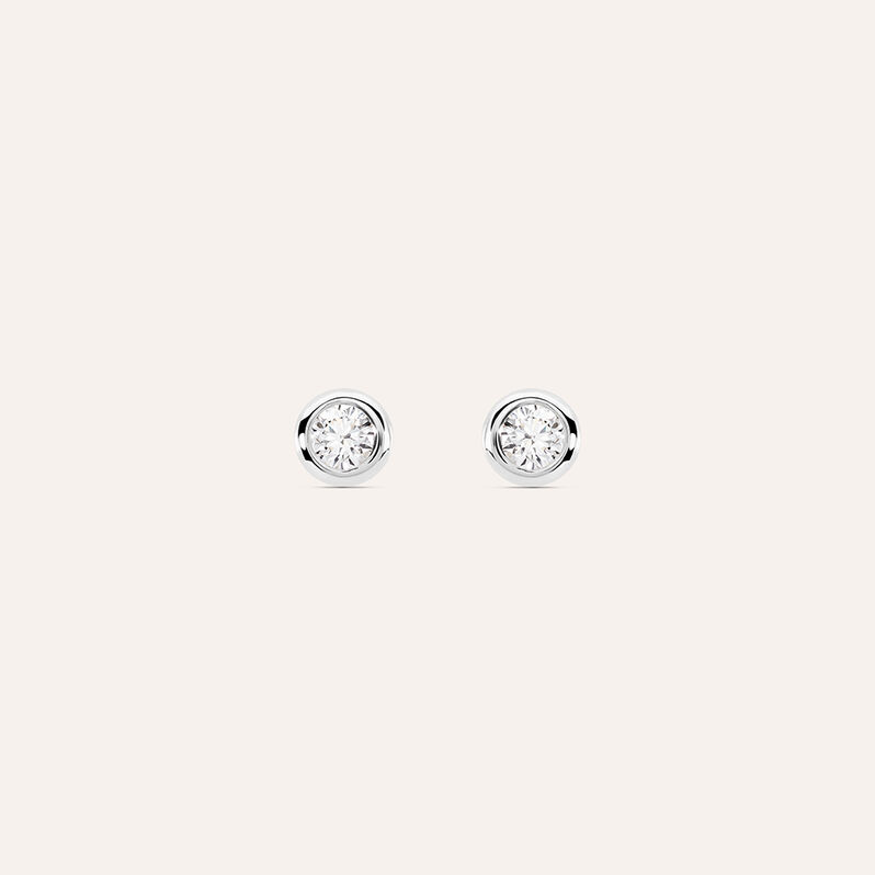 Orecchini lobo punto luce in oro bianco e brillante 0.06 ct - Orecchini Pendenti Donna | Stroili