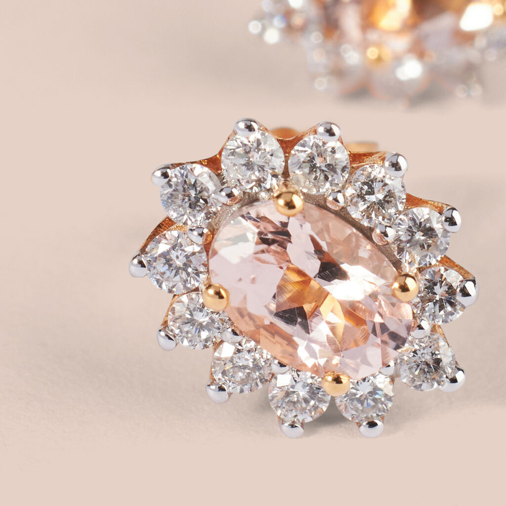 Orecchini Lobo Jasmine Oro Rosa Morganite Diamante - Orecchini a Lobo Donna | Stroili