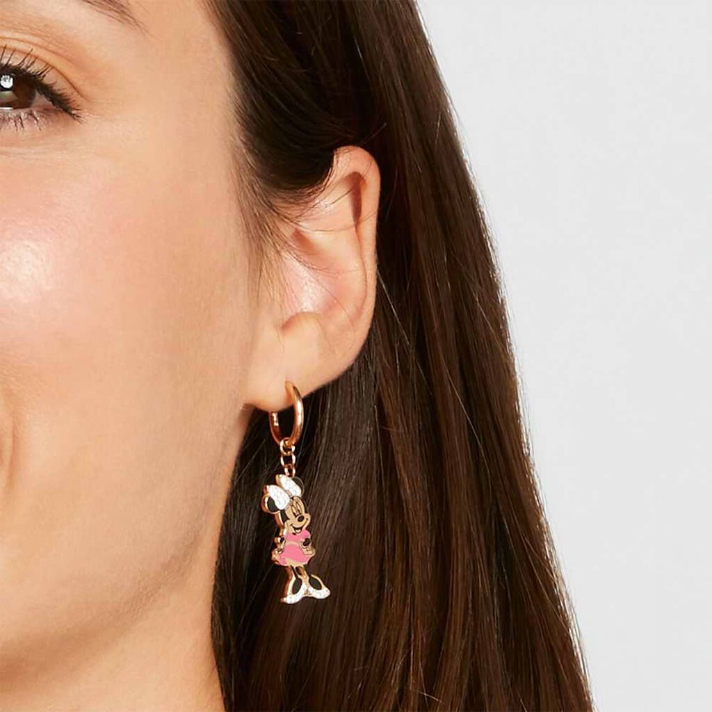 Orecchini Pendenti Mickey Mouse & Friends Acciaio Rosa Cristallo - Orecchini Pendenti Donna | Stroili