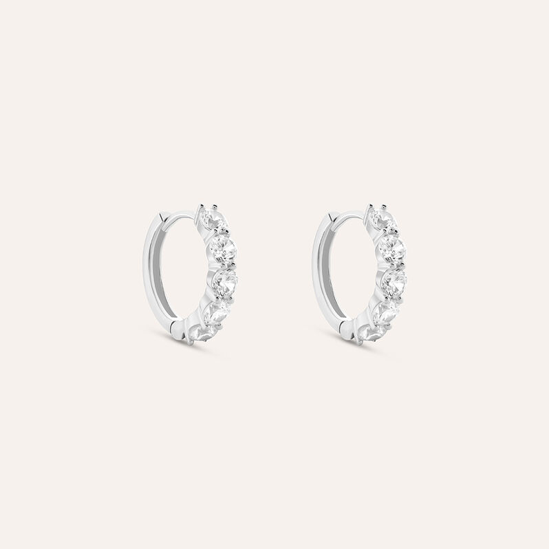Orecchini A Cerchio Claire Oro Bianco Cubic Zirconia - Orecchini a Cerchio Donna | Stroili