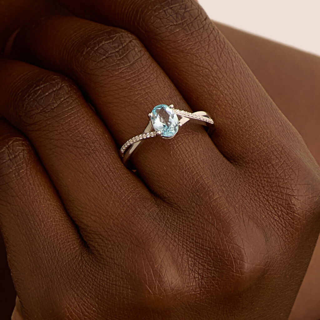 Anello Solitario Amélie Oro Bianco Topazio Cubic Zirconia