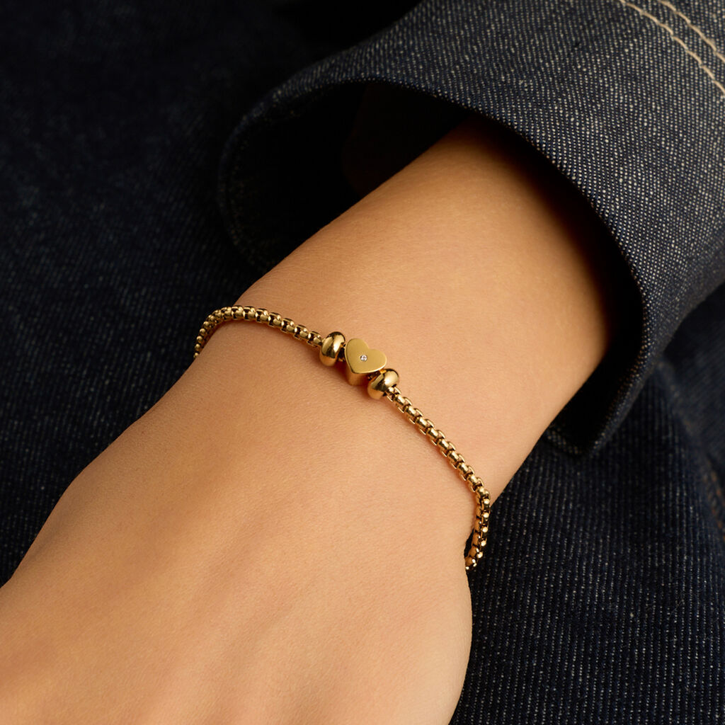 Bead Essential Code Acciaio Dorato Cristallo