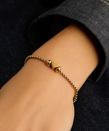 Bead Essential Code Acciaio Dorato Cristallo