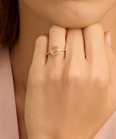 Anello Solitario Am&eacute;lie Oro Giallo Quarzo Cubic Zirconia