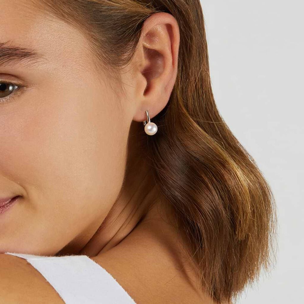Orecchini Pendenti Gabrielle Oro Bianco Perla D'Acqua Dolce