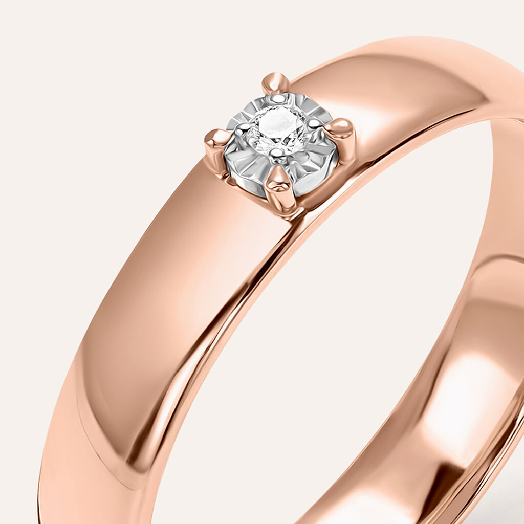 Fede Comoda 4 mm Oro Rosa Diamante - Anelli con Incisione Donna | Stroili