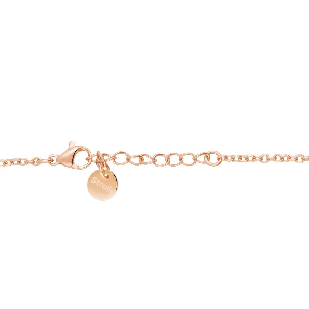 Bracciale in acciaio rosato e strass con charm a forma di cuore - Bracciali Donna | Stroili