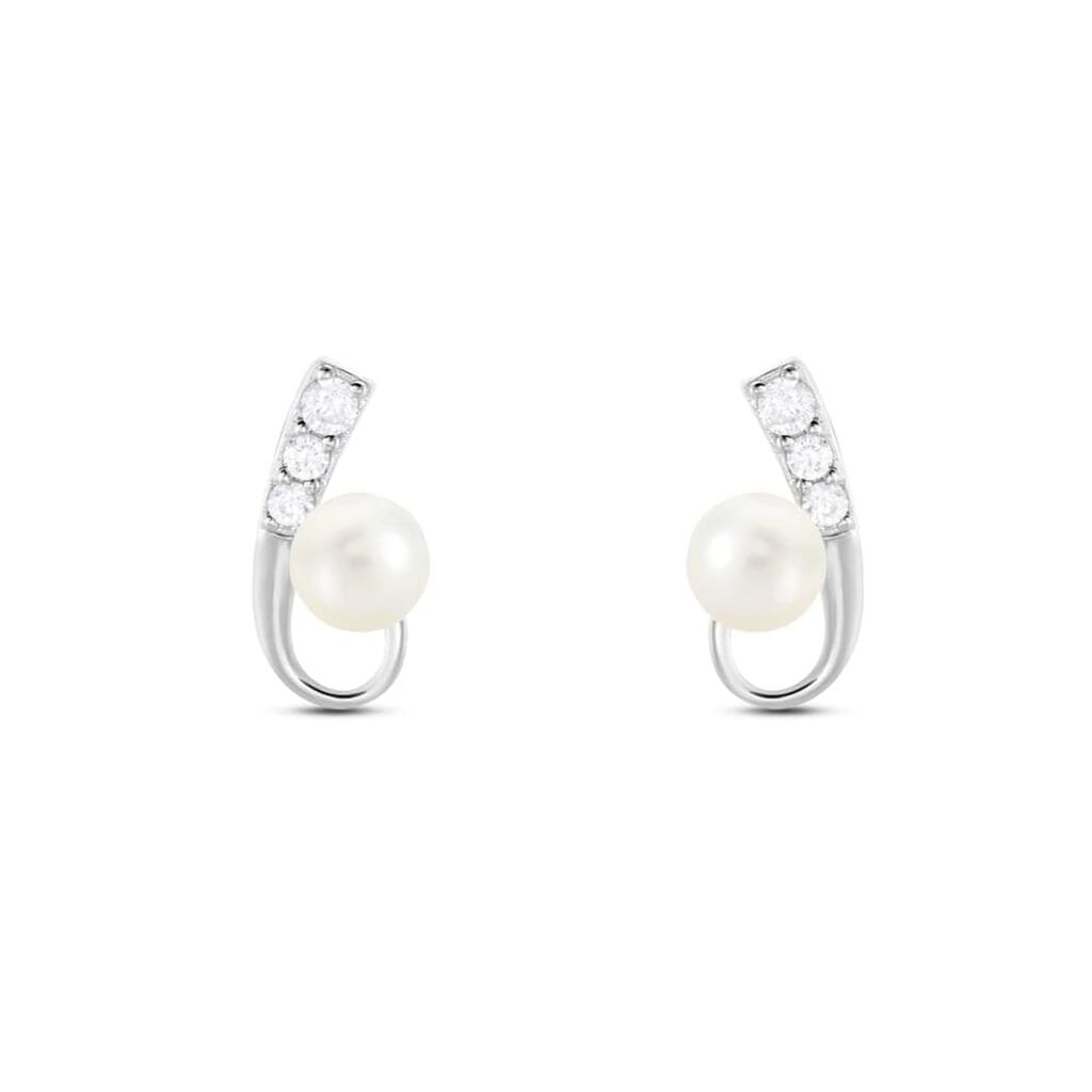 Orecchini Lobo Silver Pearls Argento Rodiato Perla sintentica Cubic Zirconia - Orecchini a Lobo Donna | Stroili