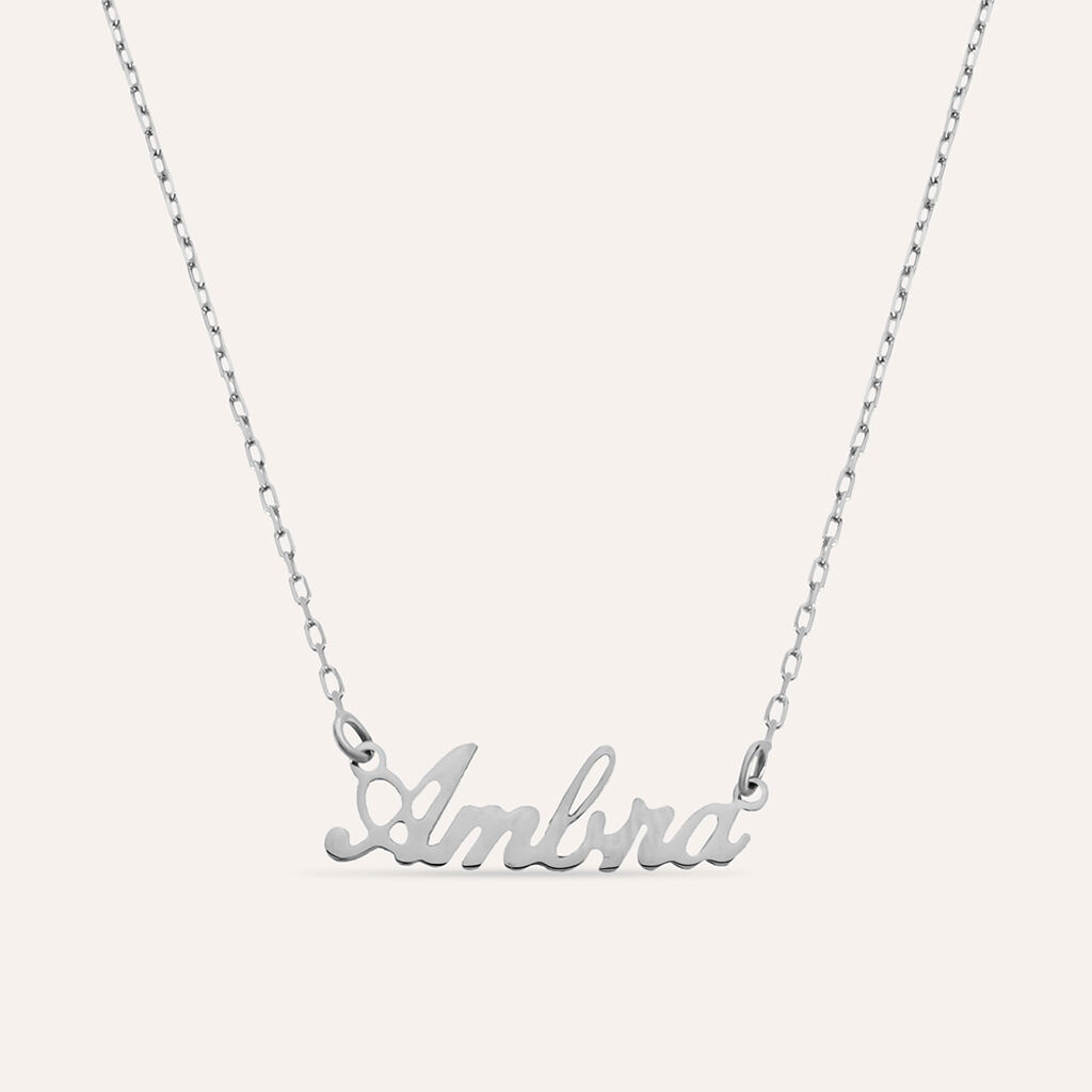 Collana Ambra Gold Names Oro Bianco