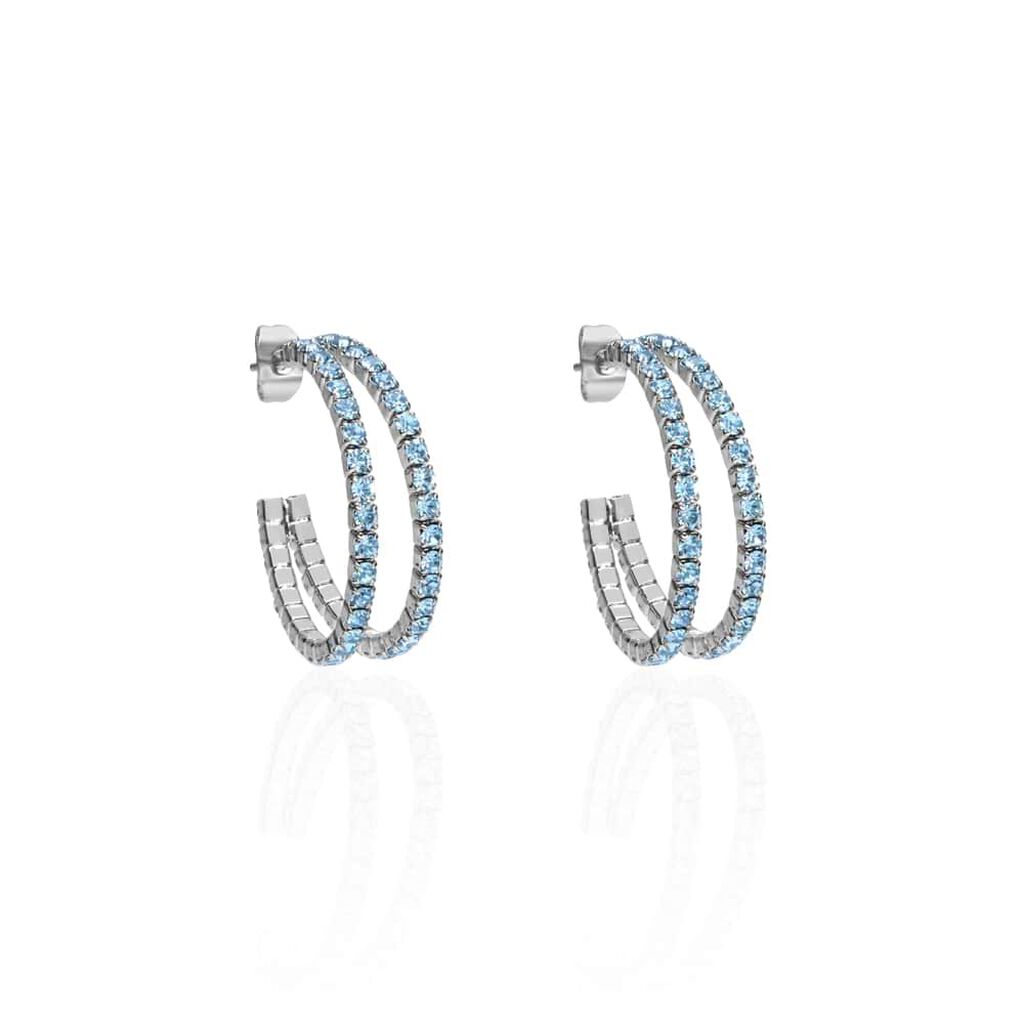 Orecchini a cerchio in metallo rodiato e cristalli