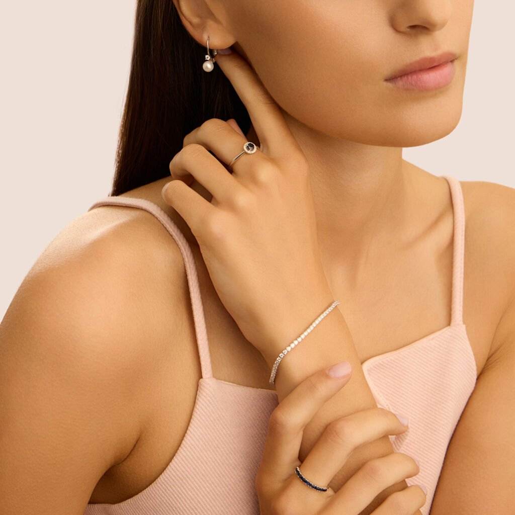 Orecchini Lobo Monachella Gabrielle Oro Bianco Perla D'Acqua Dolce Cubic Zirconia