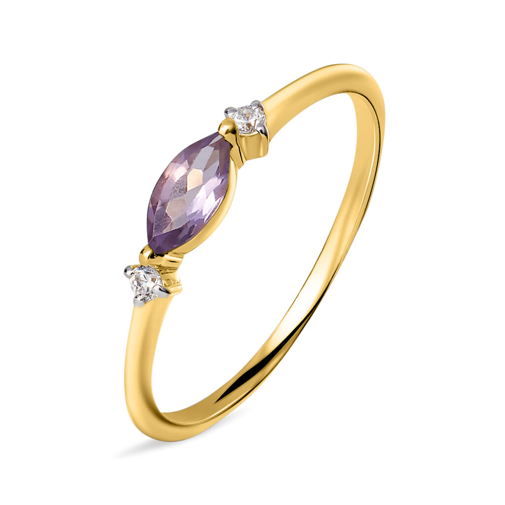 Anello Solitario Amélie Oro Giallo Ametista Cubic Zirconia - Anelli con Pietre Donna | Stroili