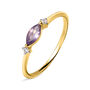 Anello Solitario Amélie Oro Giallo Ametista Cubic Zirconia