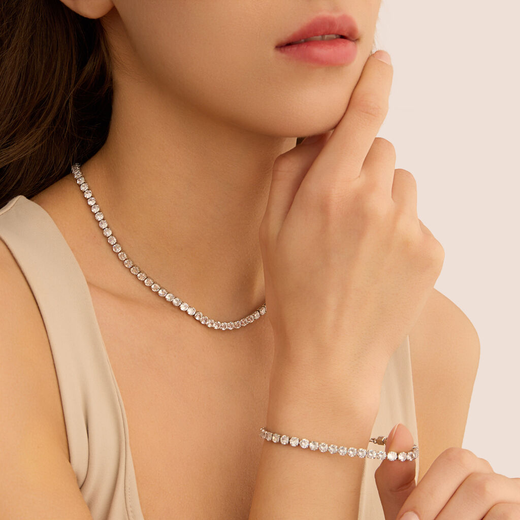 Collana Tennis Romantic Shine Metallo Cristallo - Collane Tennis Donna | Stroili