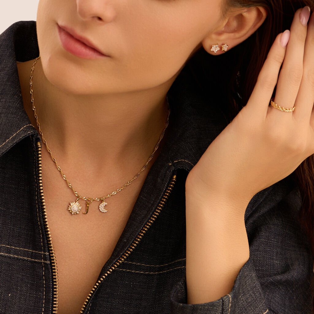 Orecchini Spaiati Bon Ton Oro Bianco Cubic Zirconia