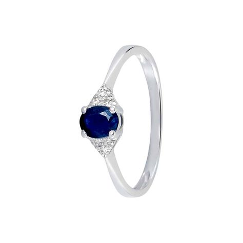 Anello Solitario Elizabeth Crown Oro Bianco Zaffiro Diamante - Anelli con Pietre Donna | Stroili