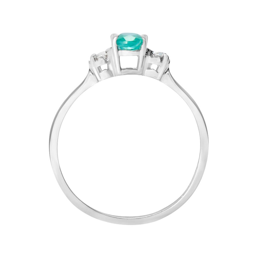 Anello Solitario Elizabeth Crown Oro Bianco Smeraldo Diamante - Anelli con Pietre Donna | Stroili