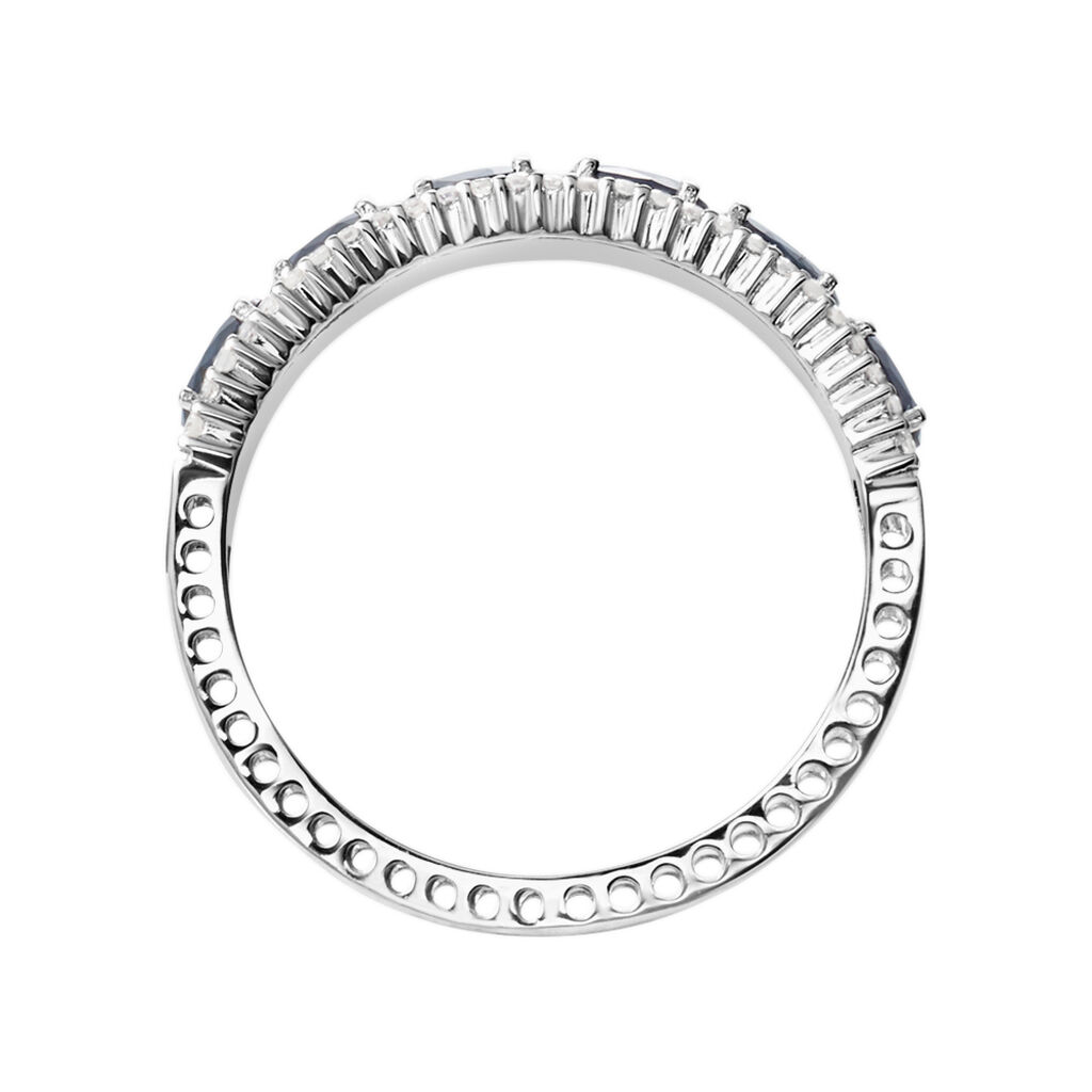Anello Fascia Elizabeth Crown Oro Bianco Zaffiro Diamante - Anelli con Pietre Donna | Stroili