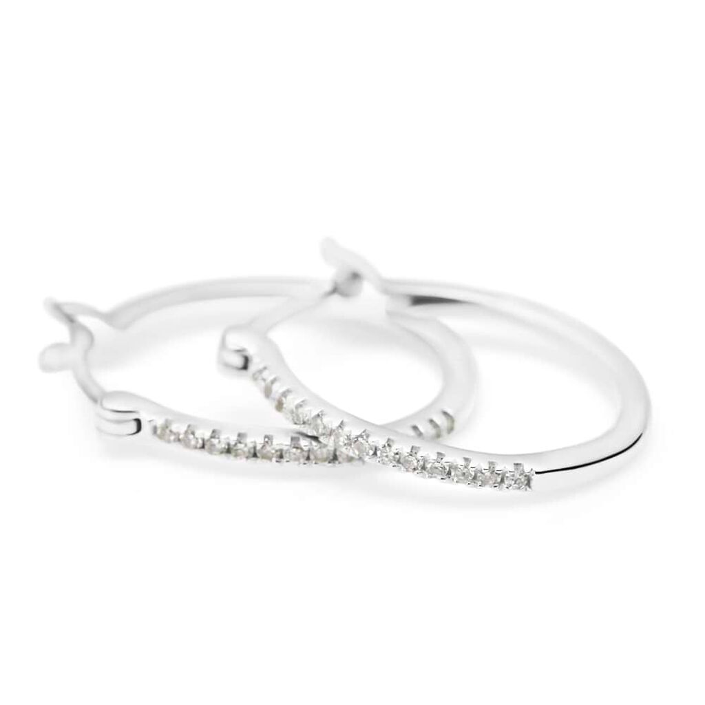 Orecchini A Cerchio Grace Oro Bianco Diamante - Orecchini a Cerchio Donna | Stroili
