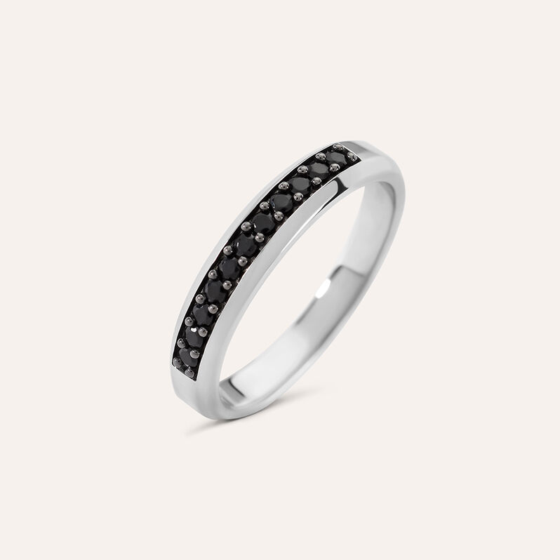 Anello Semi-eternity Gentleman Argento Rodiato Cubic Zirconia - Anelli con Pietre Uomo | Stroili