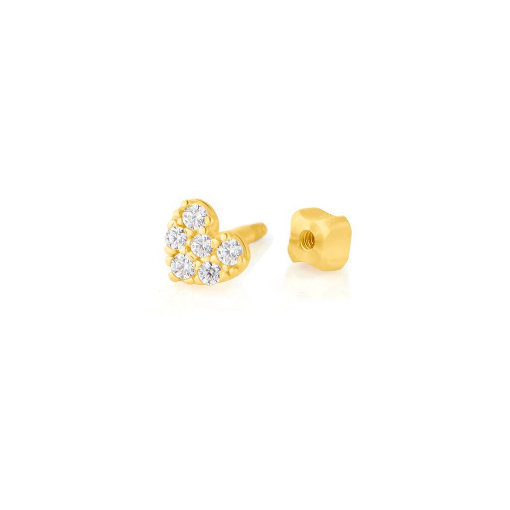 Piercing Orecchio Tragus Helix Conch Ear Shine Oro Giallo Cubic Zirconia