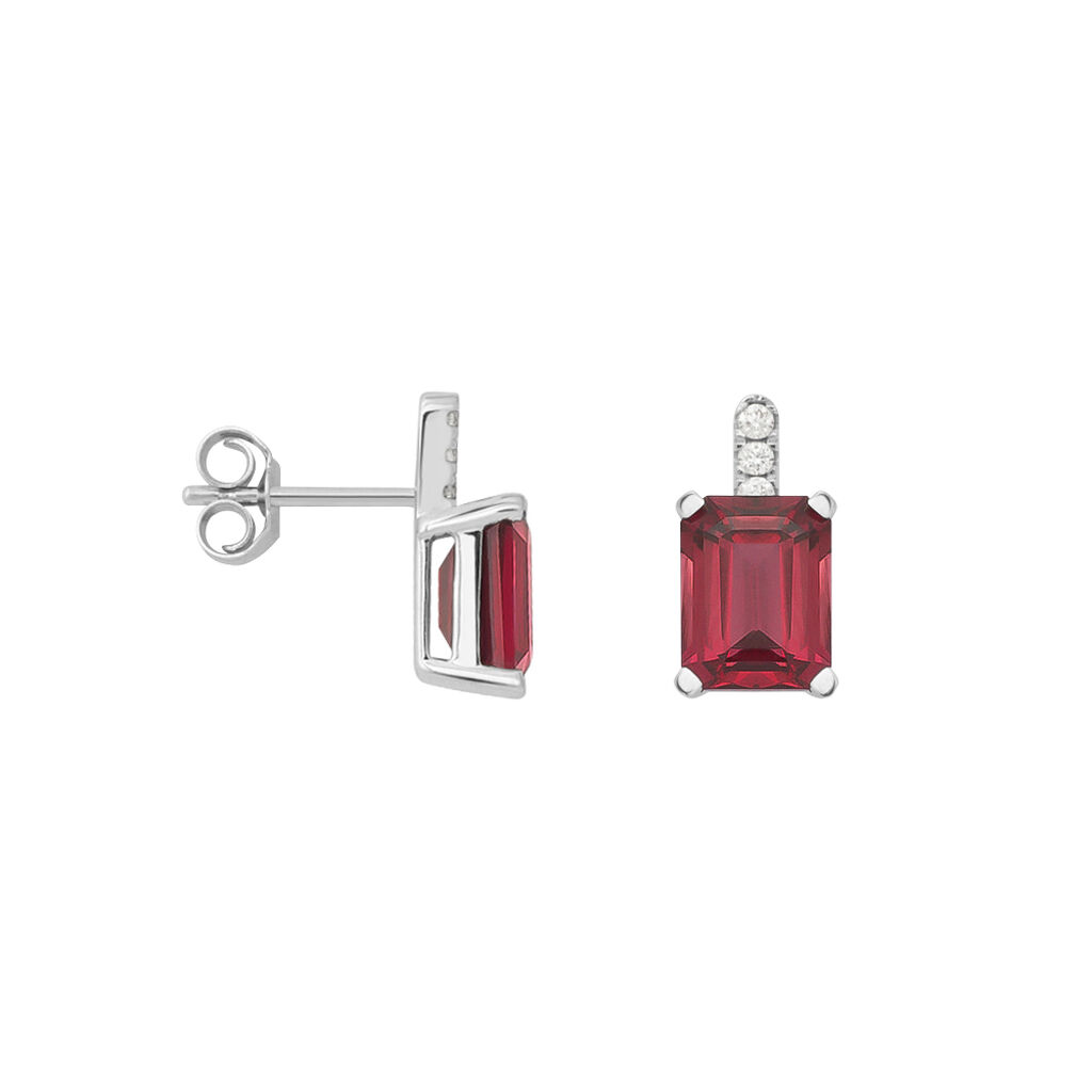 Orecchini Lobo Jasmine Oro Bianco Rodolite Diamante - Orecchini a Lobo Donna | Stroili