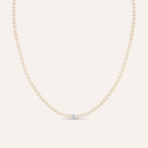 Collana Gabrielle Oro Bianco Perla D'Acqua Dolce Cristallo - Collane Donna | Stroili