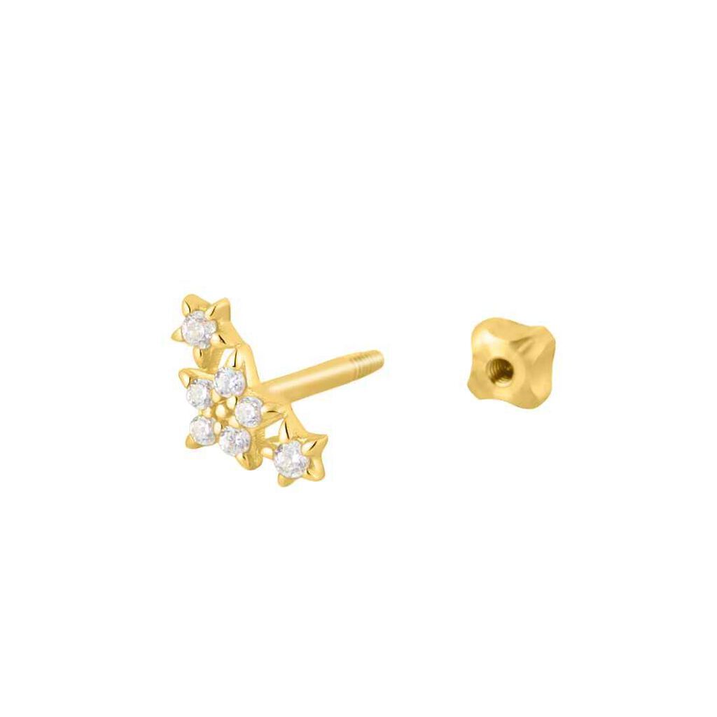Piercing Orecchio Tragus Helix Conch Ear Shine Oro Giallo Cubic Zirconia