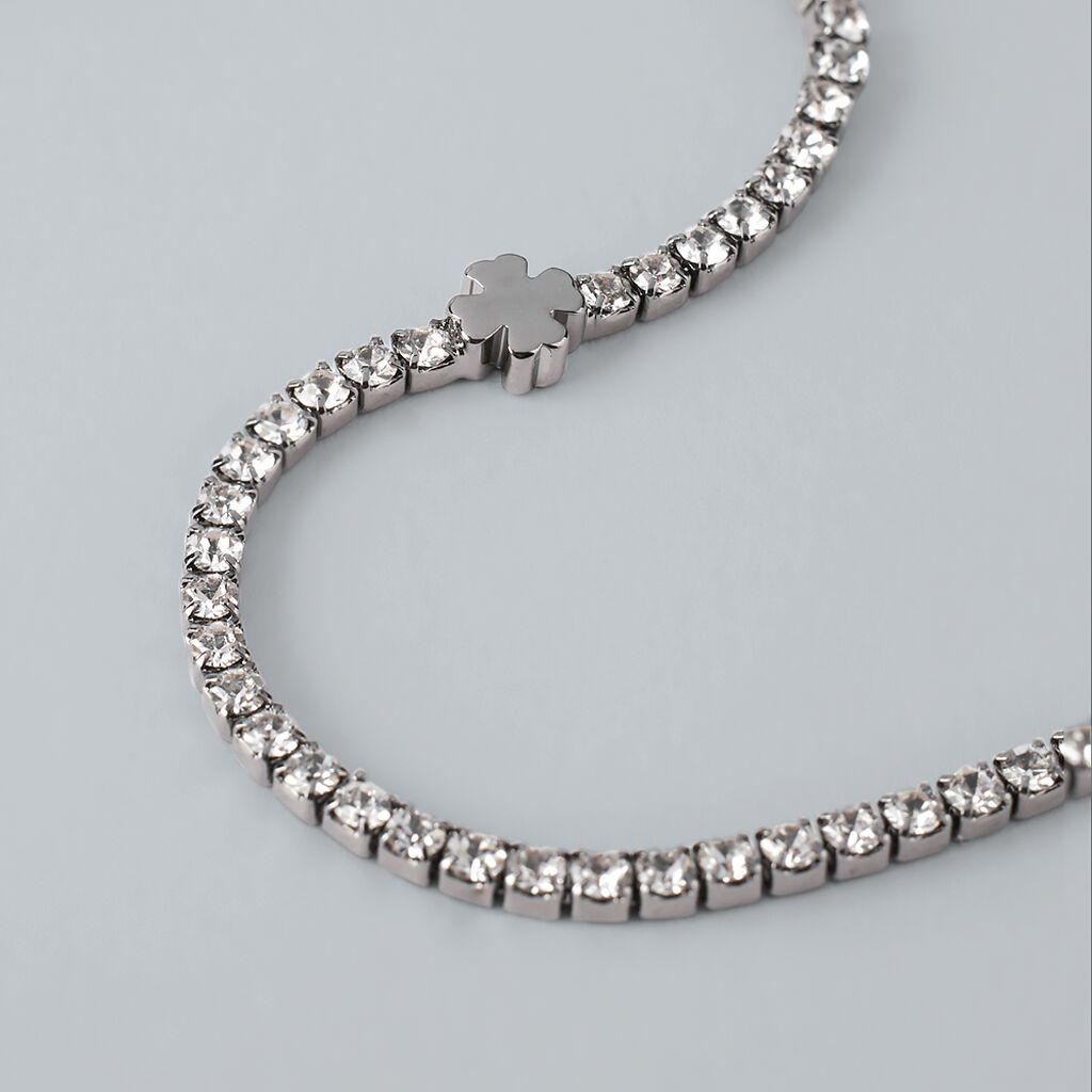 Bracciale Tennis Romantic Shine Metallo Nero Cristallo