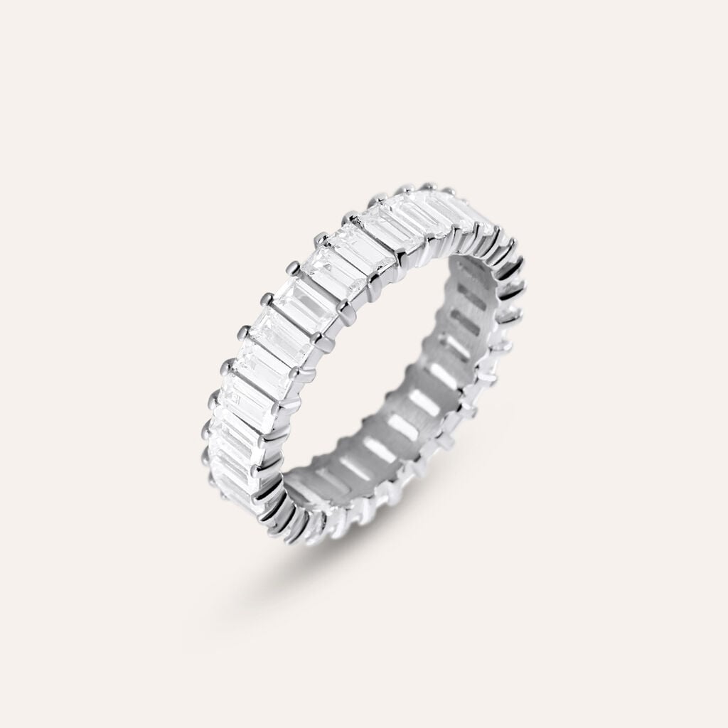 Anello Eternity Aura Acciaio Cubic Zirconia