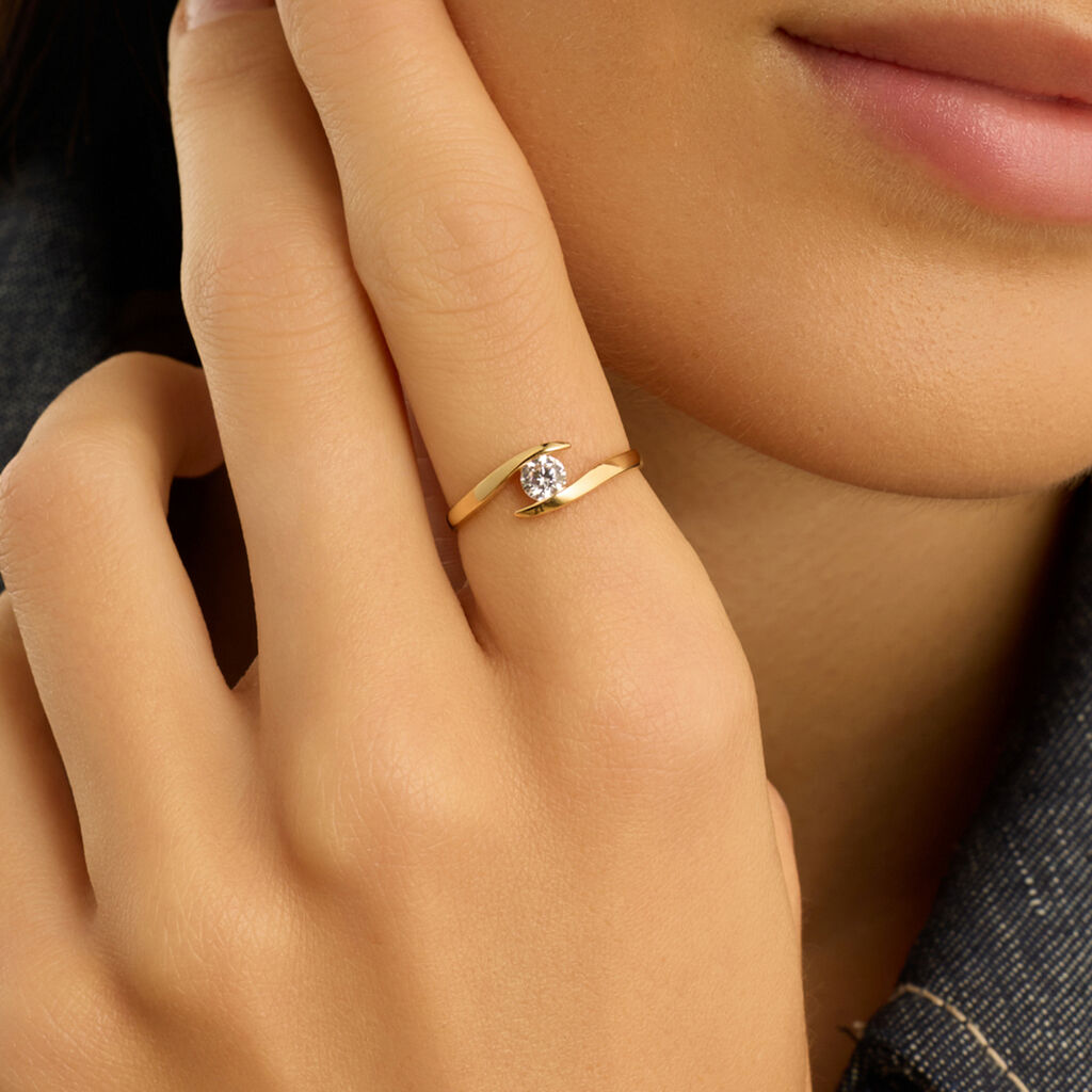 Anello Solitario Claire Oro Giallo Cubic Zirconia