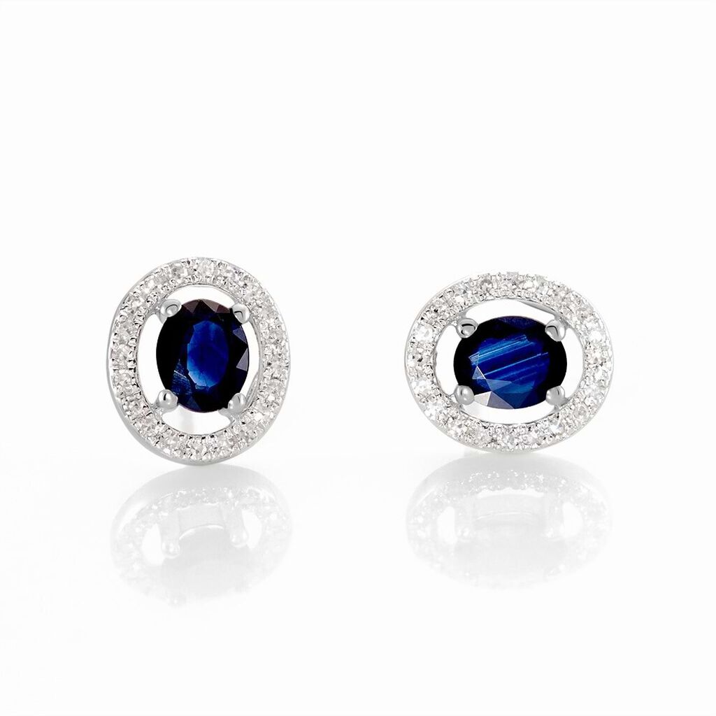 Orecchini Lobo Punto Luce Elizabeth Crown Oro Bianco Zaffiro Diamante - Orecchini a Lobo Donna | Stroili