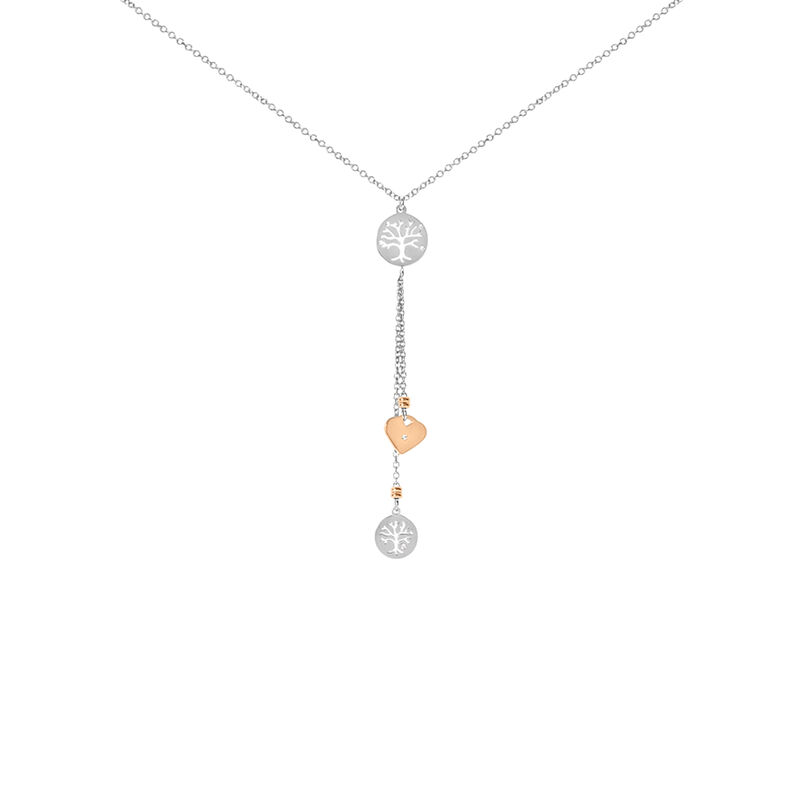 Collana Sunrise Acciaio Bicolore Bianco / Rosa Cristallo - Collane Donna | Stroili