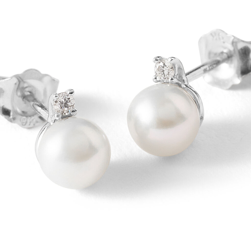 Orecchini Lobo Gabrielle Precious Oro Bianco Perla D'Acqua Dolce Diamante