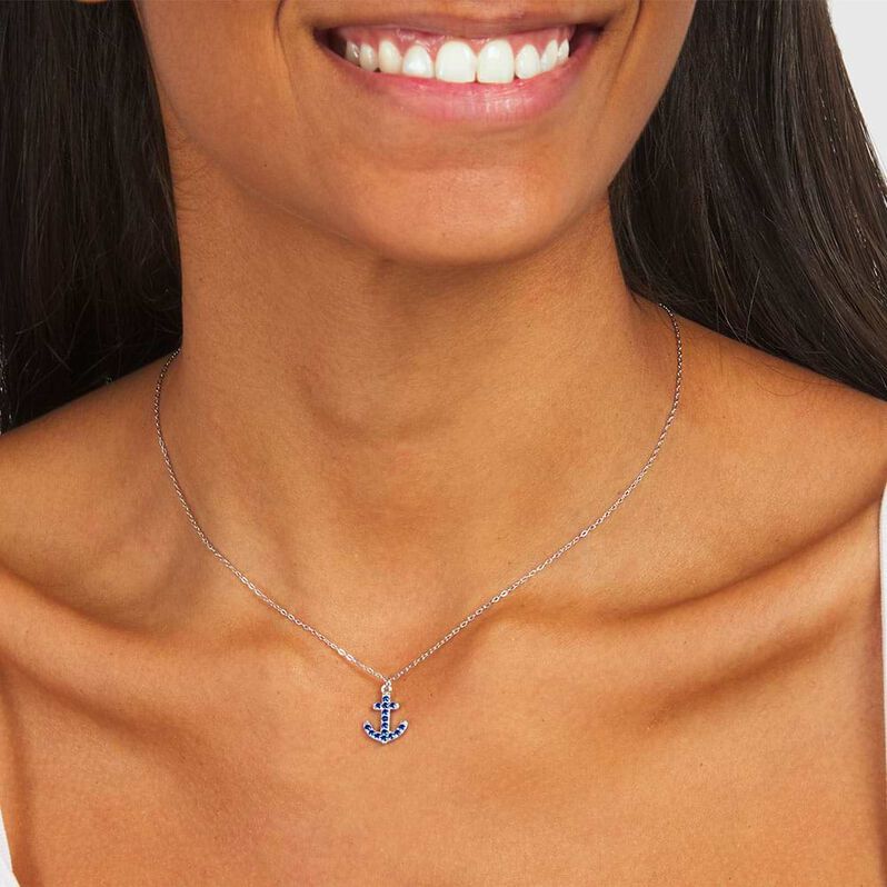 Girocollo con ancora in argento e zirconi blu - Collane Donna | Stroili