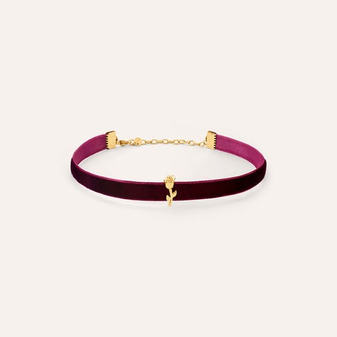 Choker Rosa Radiance Velluto Burgundy Acciaio Dorato - Collane Donna | Stroili