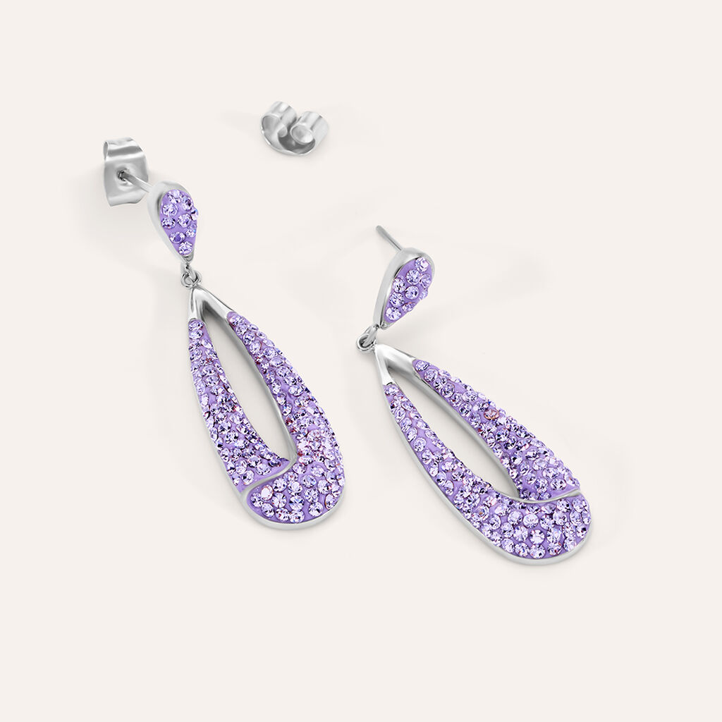 Orecchini Pendenti Aura Acciaio Cristallo