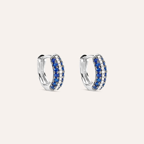 Orecchini A Cerchio Charlotte Oro Bianco Zaffiro Diamante - Orecchini a Cerchio Donna | Stroili
