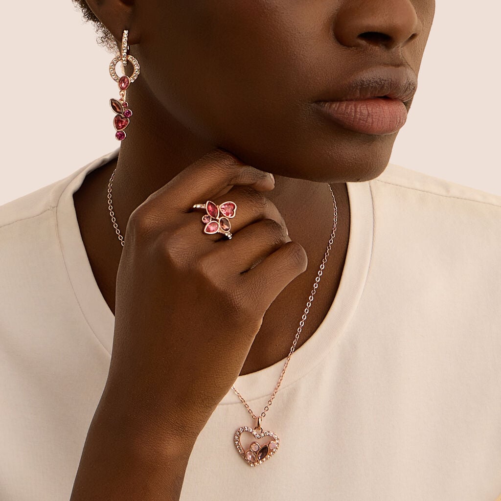 Anello Fantasia Violet Ottone Rosa Cristallo